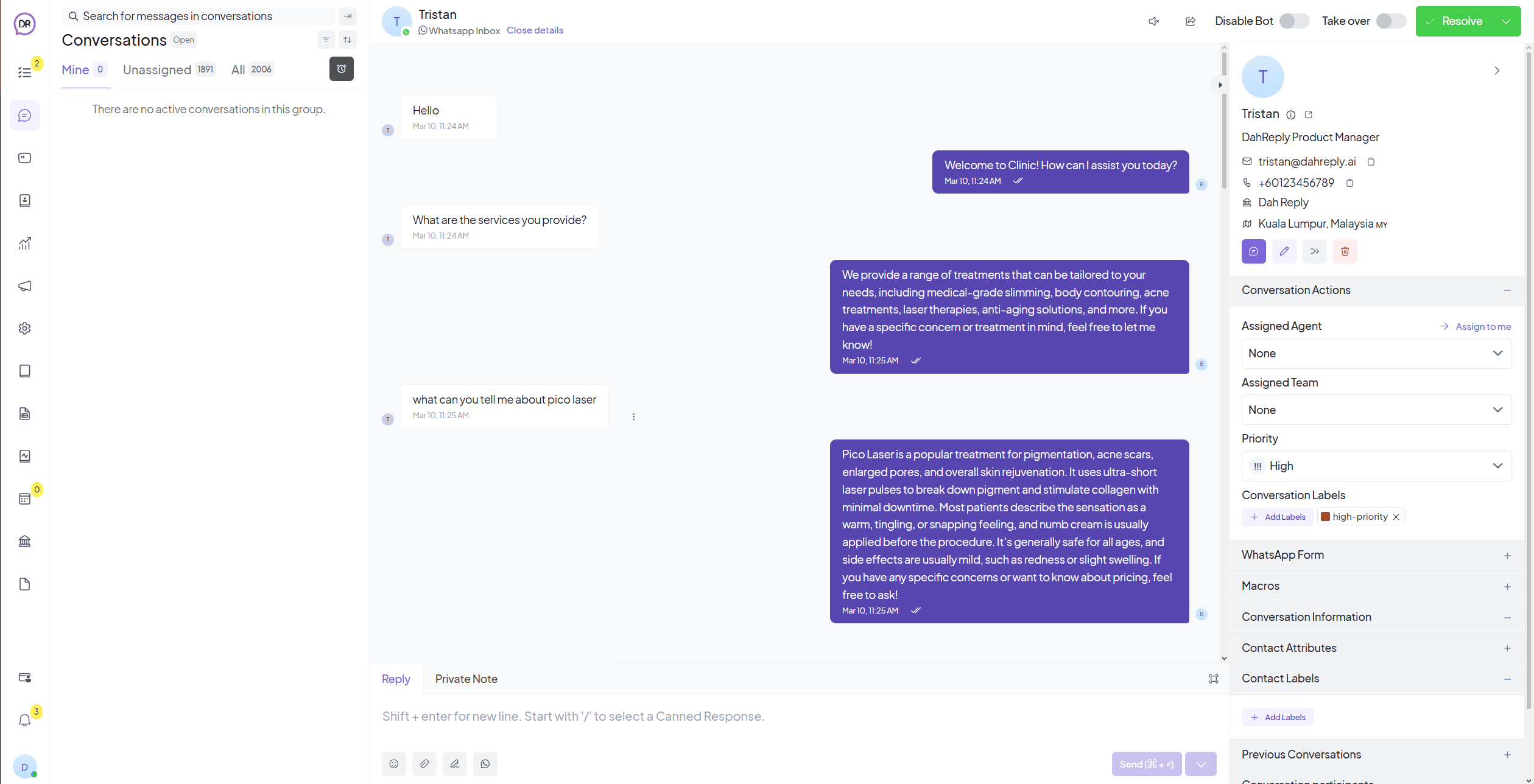 DahReply Portal Dashboard